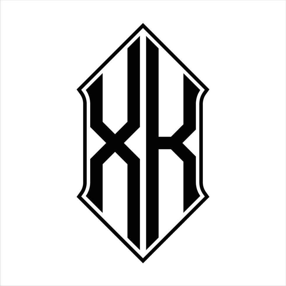 xk logo monogram met schildvorm en schets ontwerp sjabloon vector icoon abstract