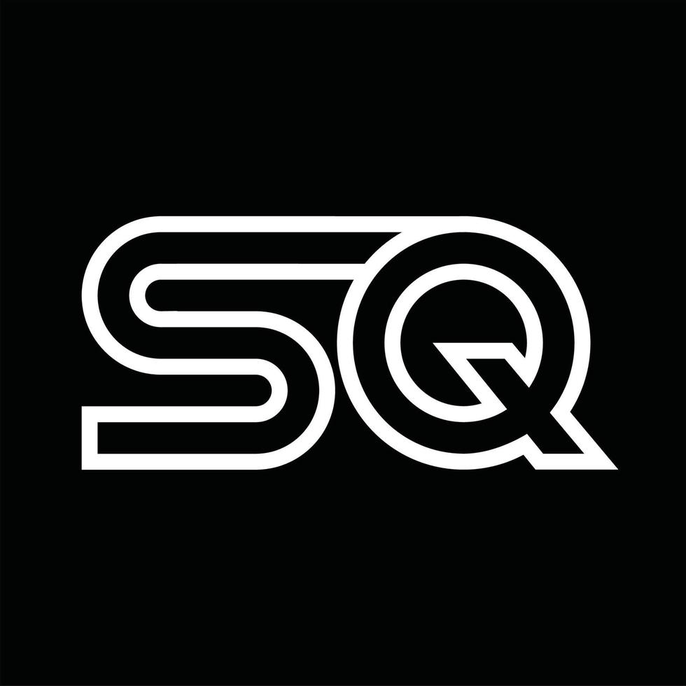 sq logo monogram met lijn stijl negatief ruimte vector
