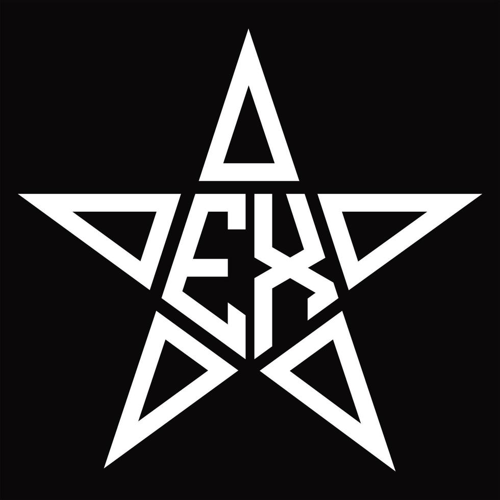 ex logo monogram met ster vorm ontwerp sjabloon vector
