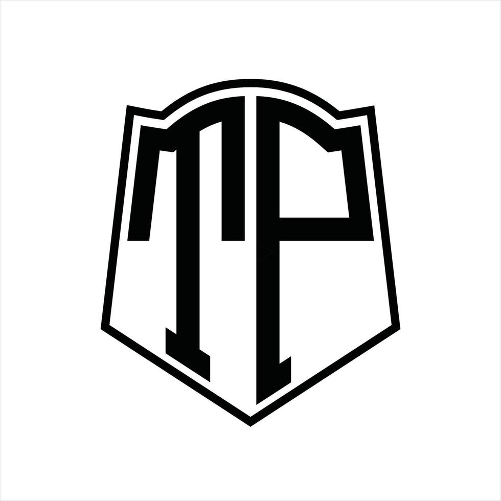 tp logo monogram met schild vorm schets ontwerp sjabloon vector