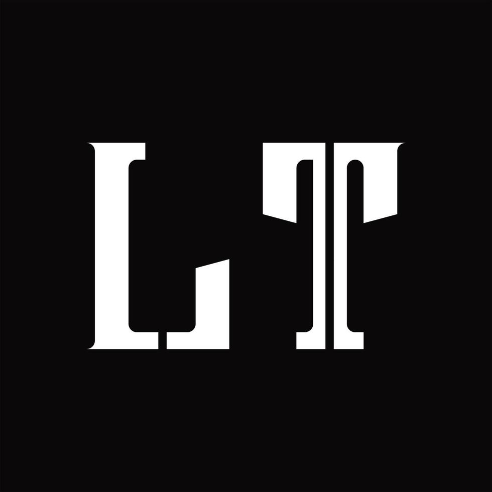 lt logo monogram met midden- plak ontwerp sjabloon vector