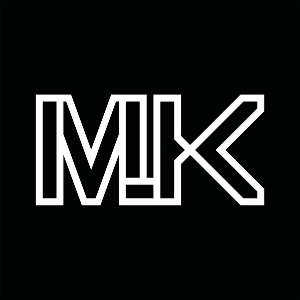 mk logo monogram met lijn stijl negatief ruimte vector