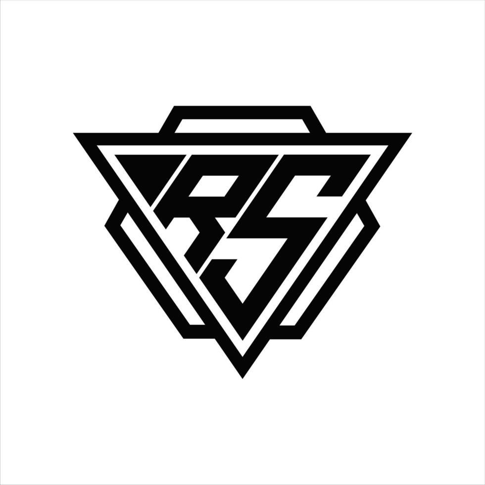 rs logo monogram met driehoek en zeshoek sjabloon vector