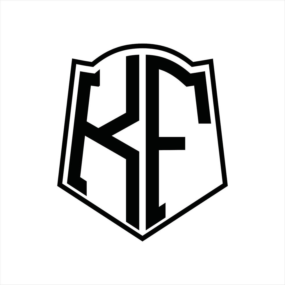 kf logo monogram met schild vorm schets ontwerp sjabloon vector