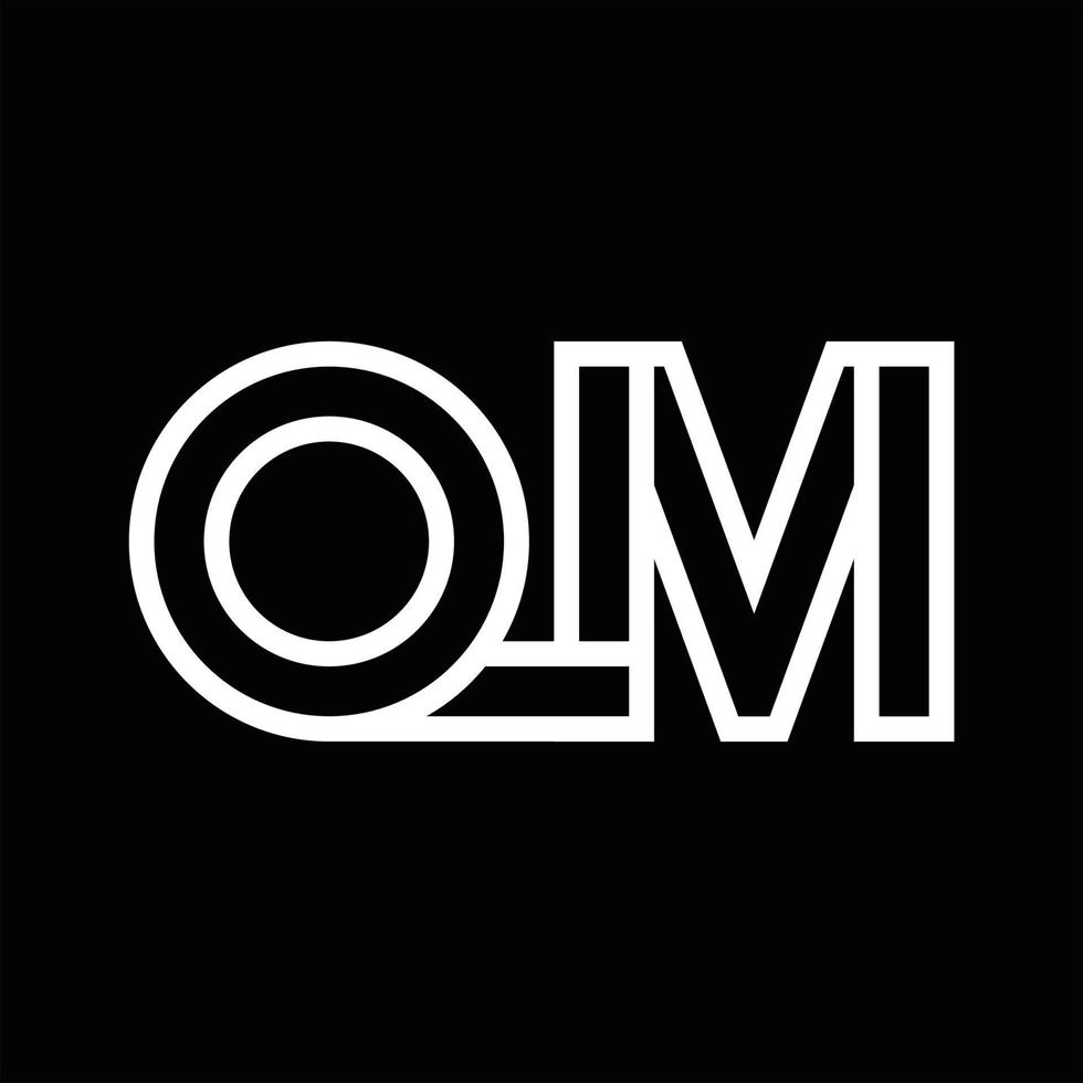 om logo monogram met lijn stijl negatief ruimte vector