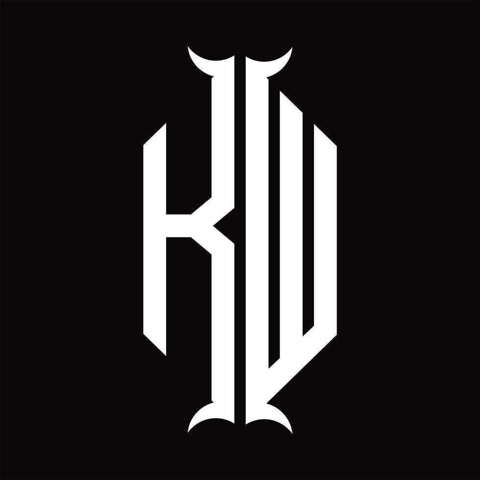 kw logo monogram met toeter vorm ontwerp sjabloon vector