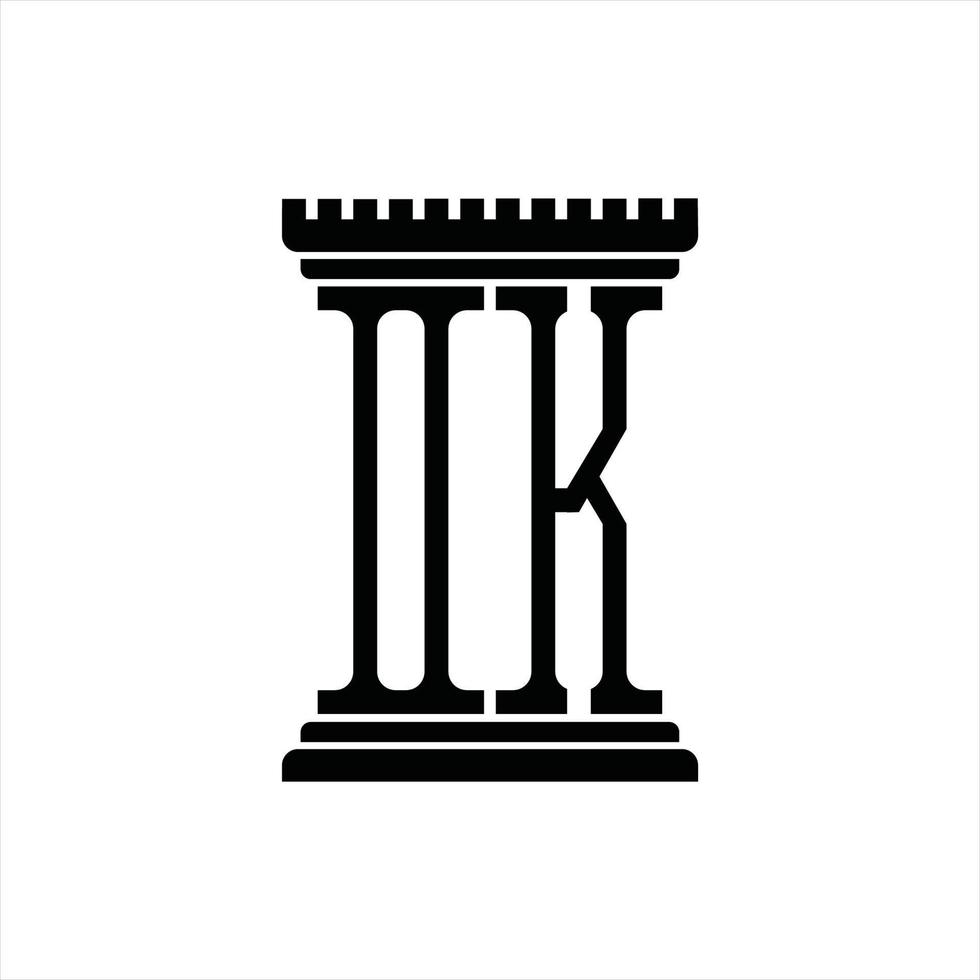 OK logo monogram met pijler vorm ontwerp sjabloon vector