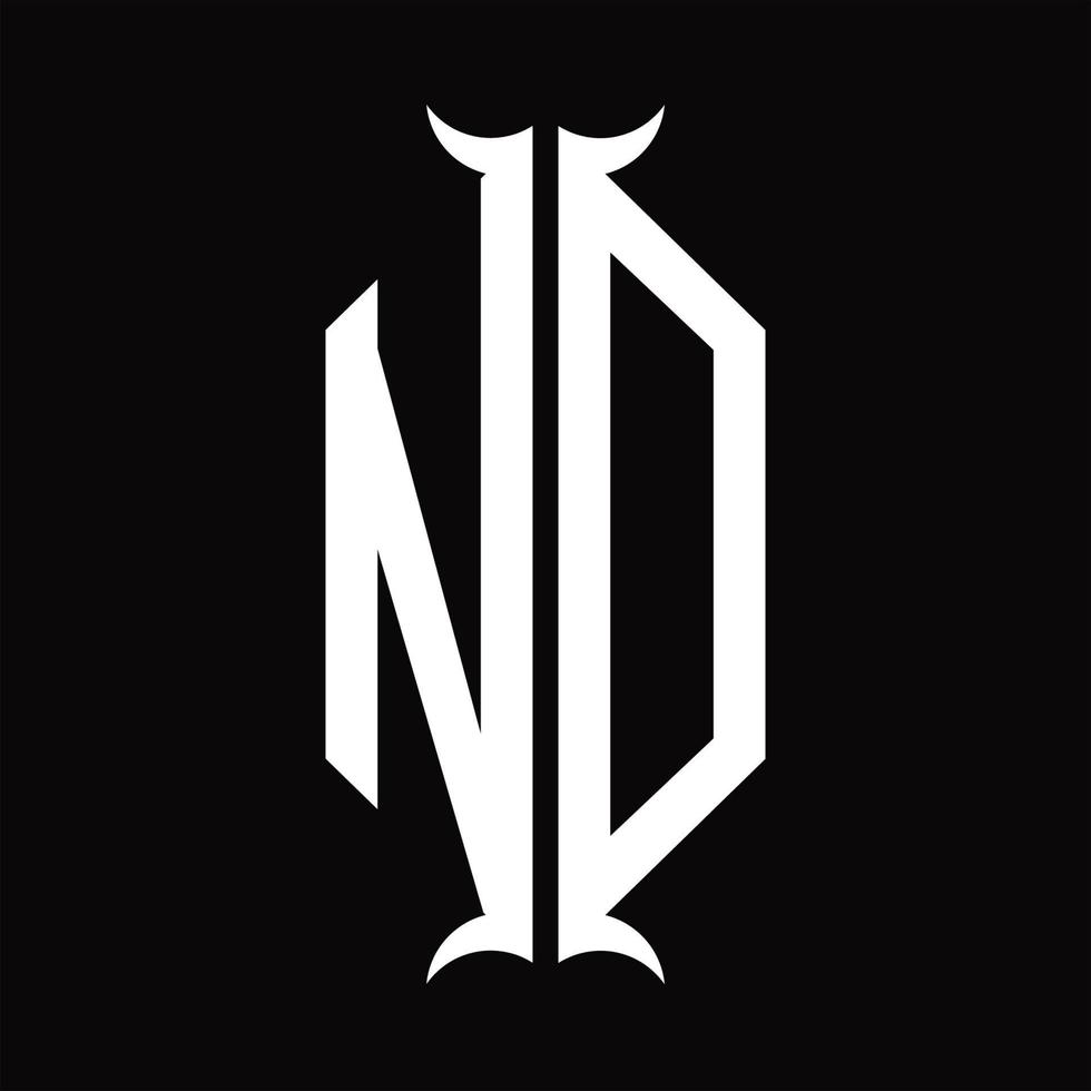 nd logo monogram met toeter vorm ontwerp sjabloon vector