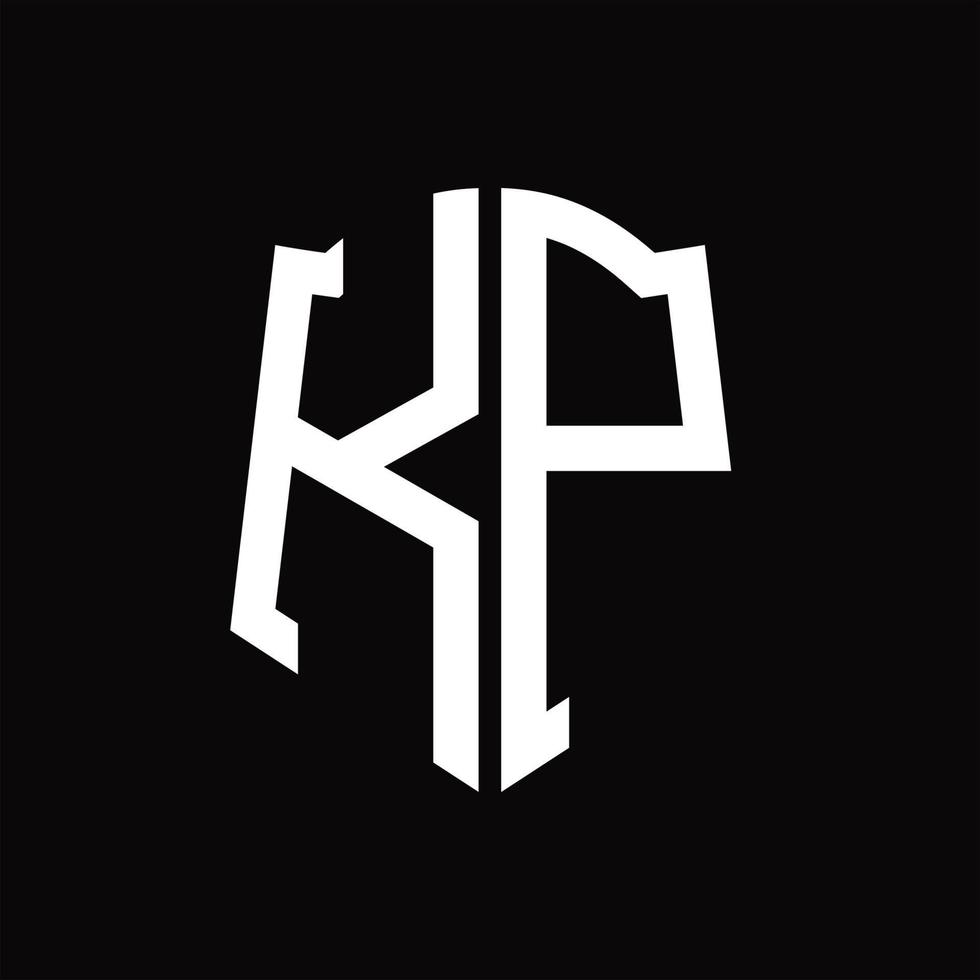 kp logo monogram met schild vorm lint ontwerp sjabloon vector