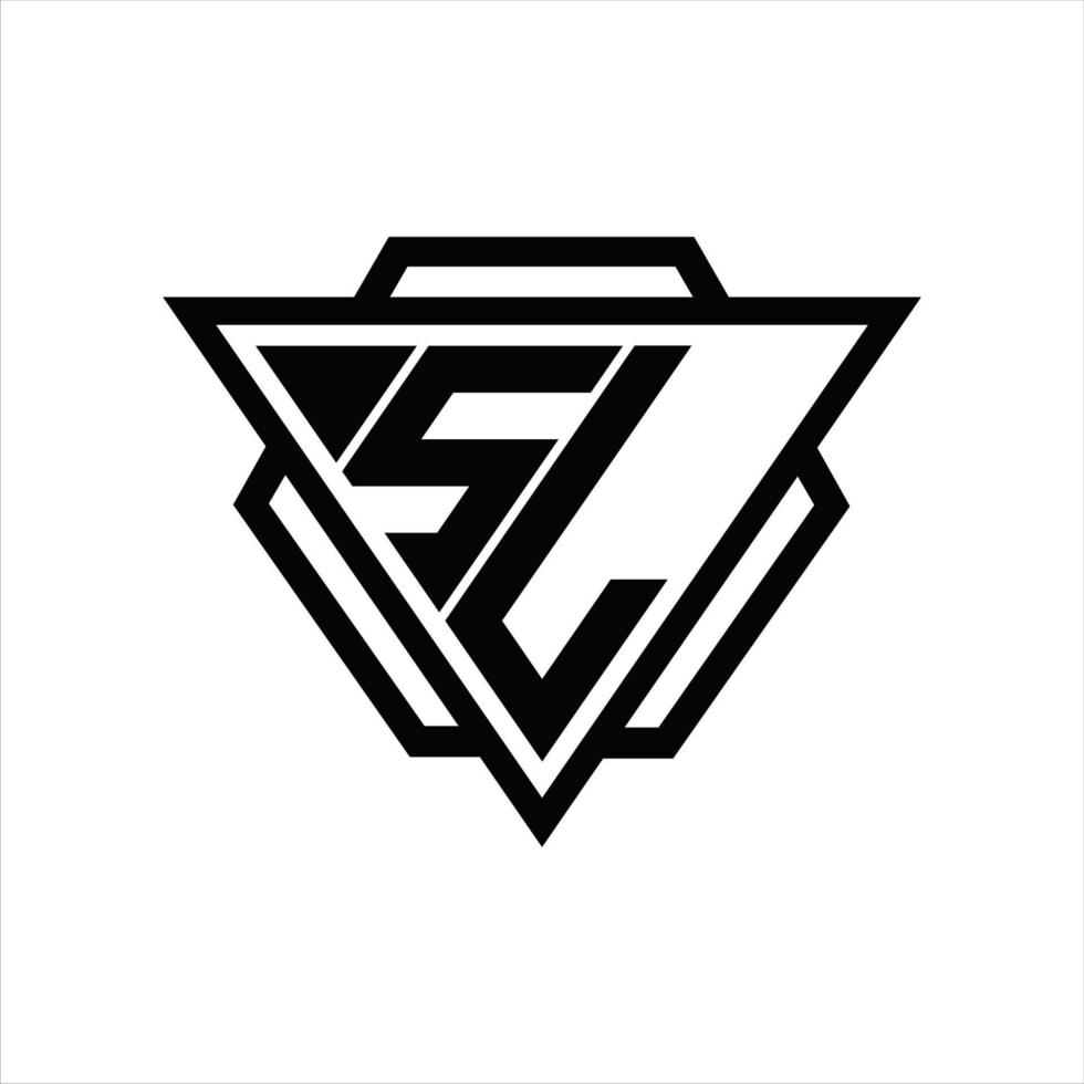 sl logo monogram met driehoek en zeshoek sjabloon vector