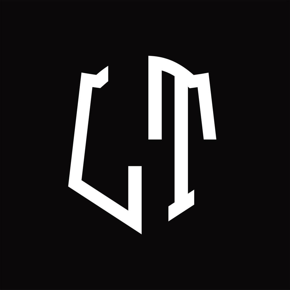 lt logo monogram met schild vorm lint ontwerp sjabloon vector