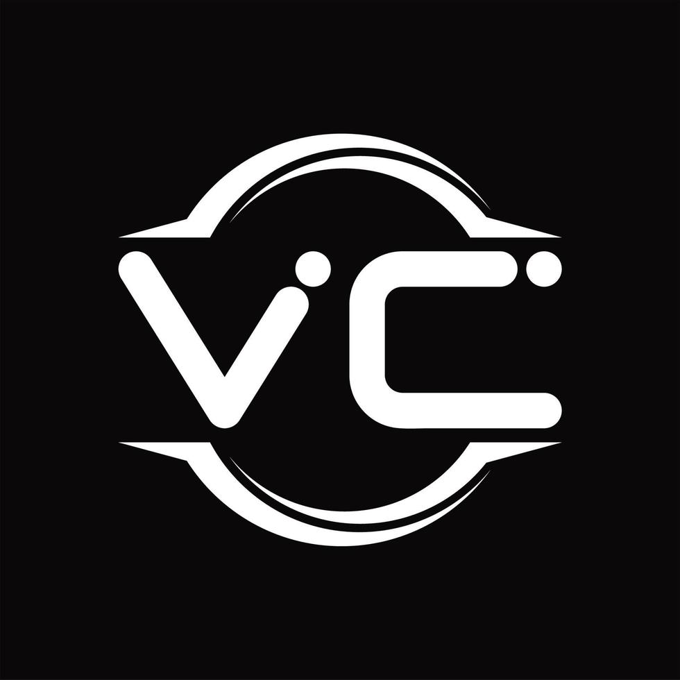 vc logo monogram met cirkel afgeronde plak vorm ontwerp sjabloon vector