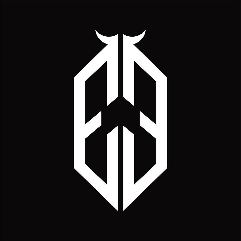 ee logo monogram met toeter vorm geïsoleerd zwart en wit ontwerp sjabloon vector