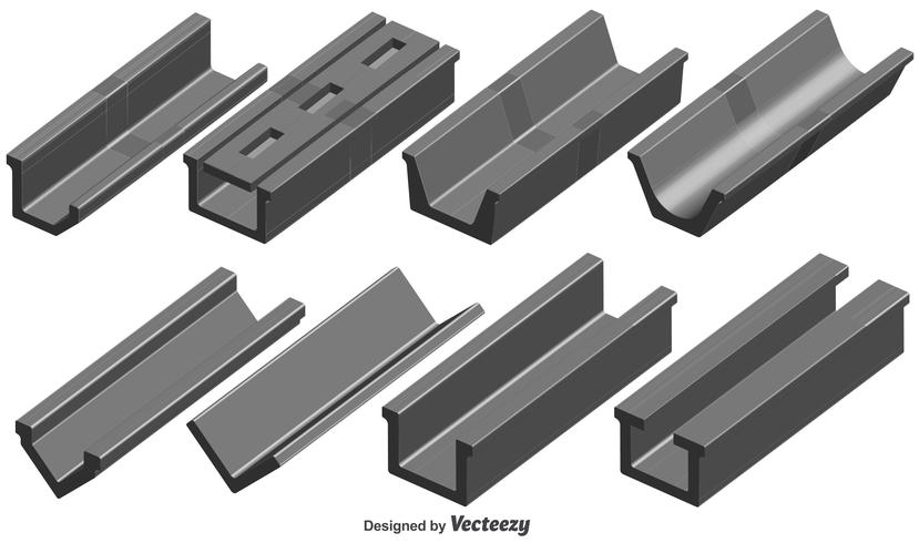 Vectorreeks 3d Dakgootelementen vector