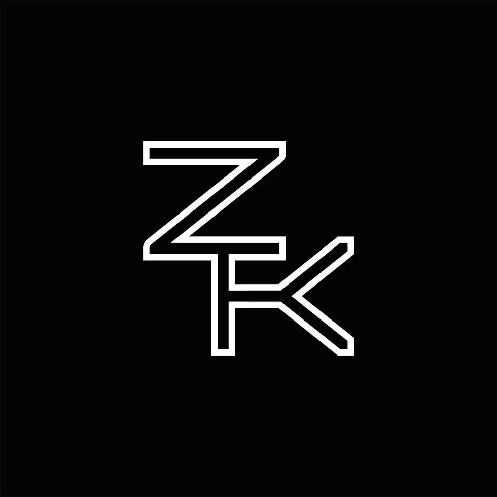 zk logo monogram met lijn stijl ontwerp sjabloon vector