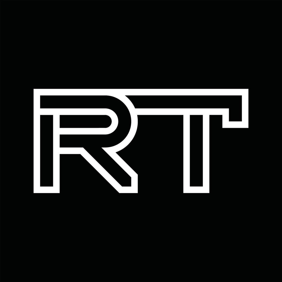 rt logo monogram met lijn stijl negatief ruimte vector