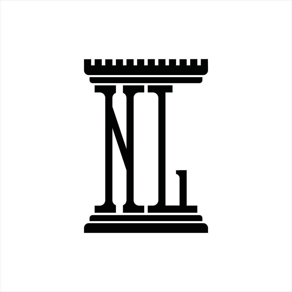 nl logo monogram met pijler vorm ontwerp sjabloon vector