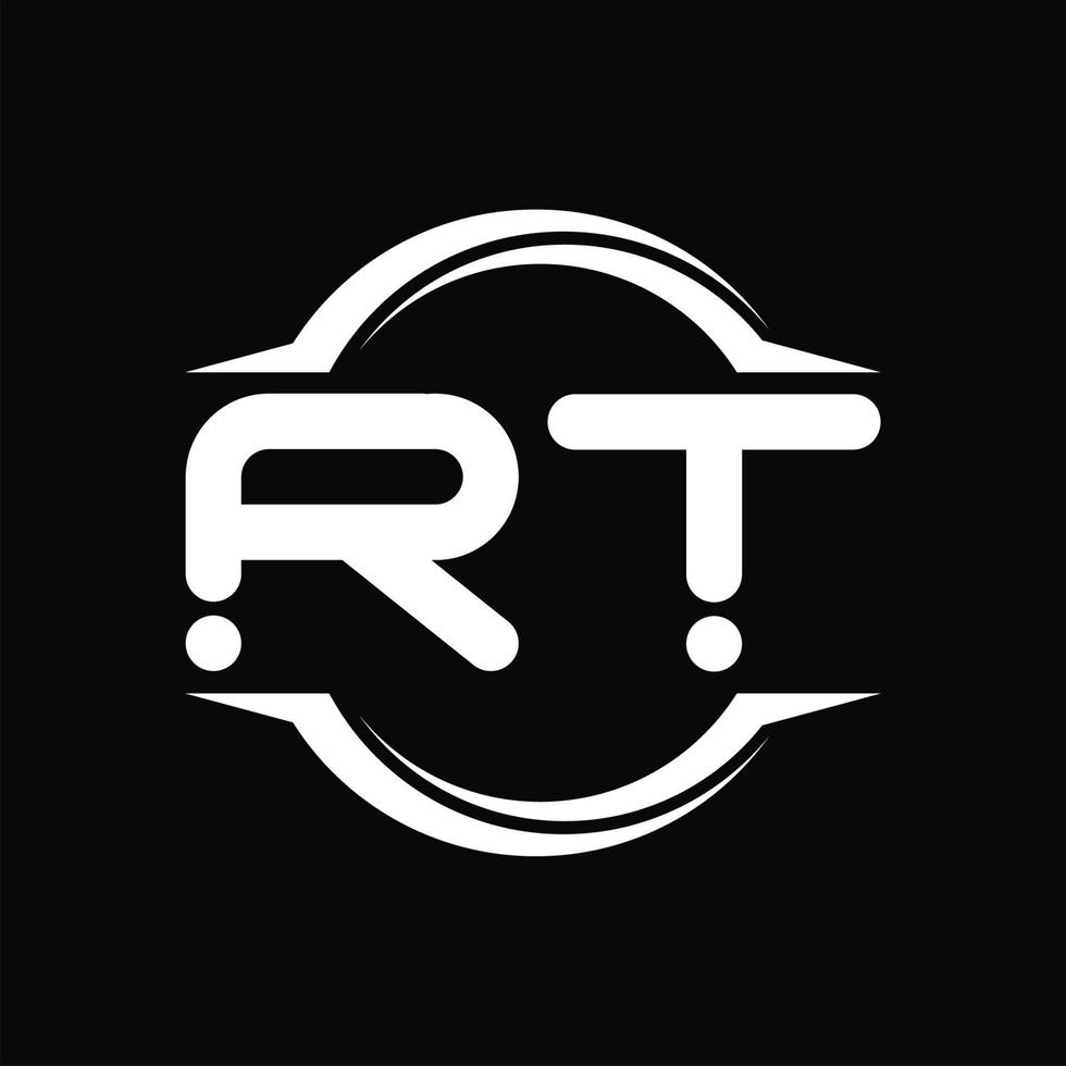 rt logo monogram met cirkel afgeronde plak vorm ontwerp sjabloon vector