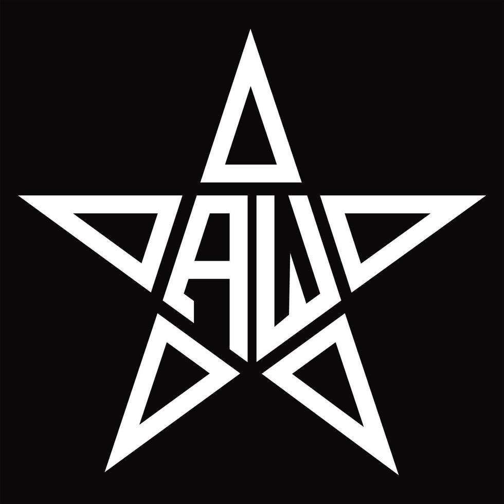 aw logo monogram met ster vorm ontwerp sjabloon vector