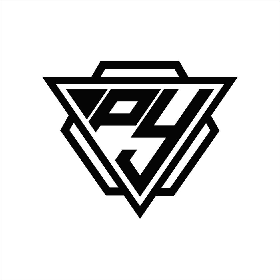 py logo monogram met driehoek en zeshoek sjabloon vector