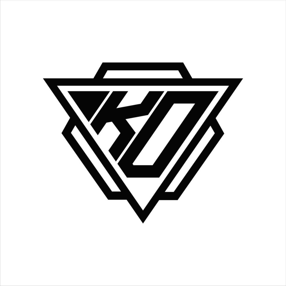 kd logo monogram met driehoek en zeshoek sjabloon vector
