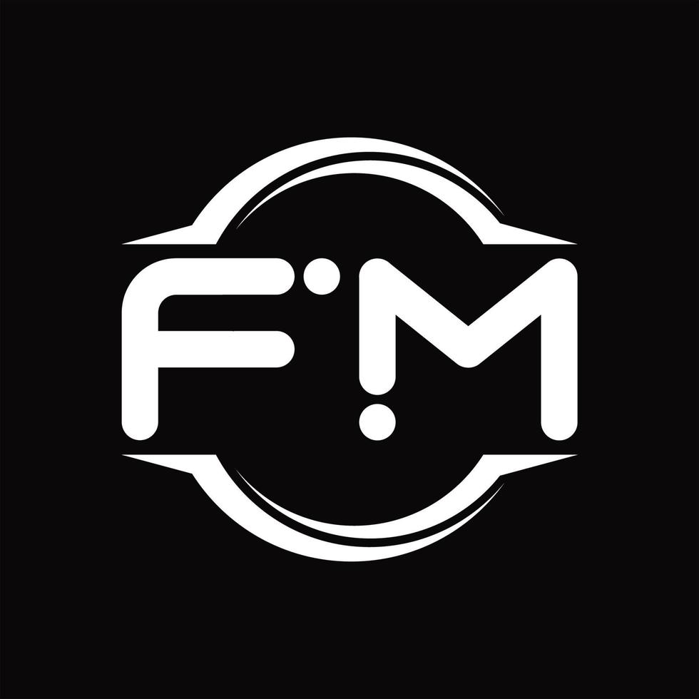 fm logo monogram met cirkel afgeronde plak vorm ontwerp sjabloon vector