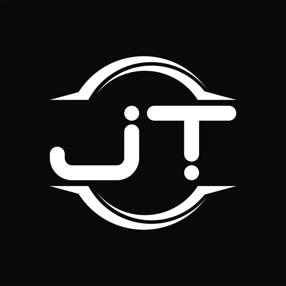 jt logo monogram met cirkel afgeronde plak vorm ontwerp sjabloon vector