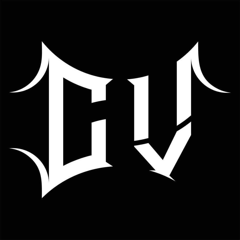 CV logo monogram met abstract vorm ontwerp sjabloon vector