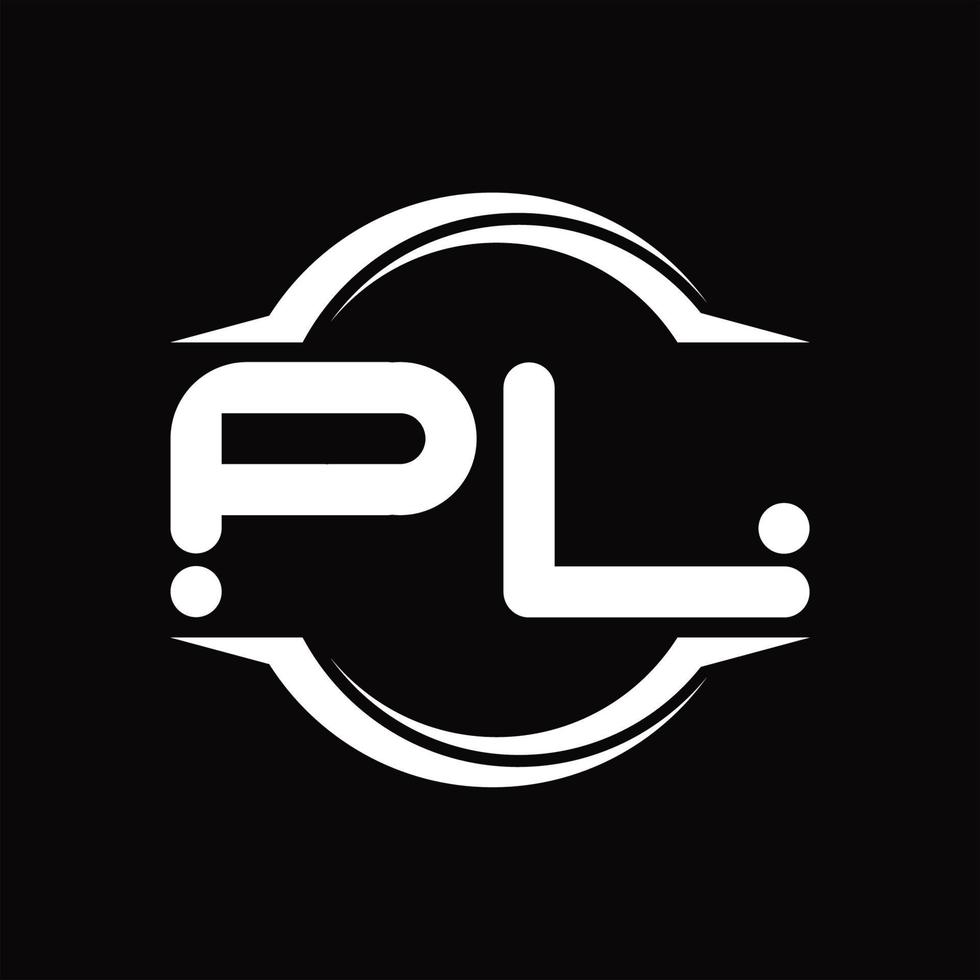 pl logo monogram met cirkel afgeronde plak vorm ontwerp sjabloon vector