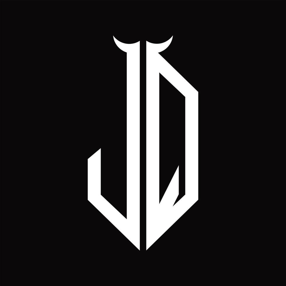 jq logo monogram met toeter vorm geïsoleerd zwart en wit ontwerp sjabloon vector