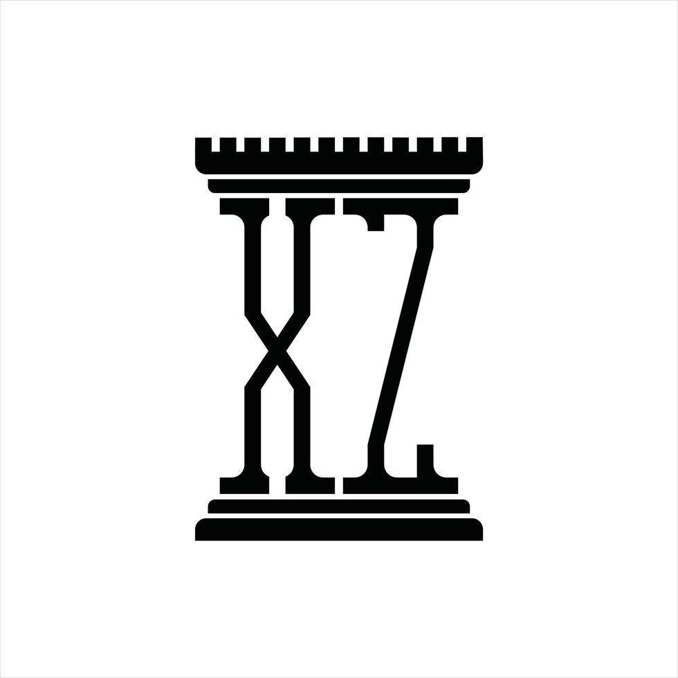 xz logo monogram met pijler vorm ontwerp sjabloon vector