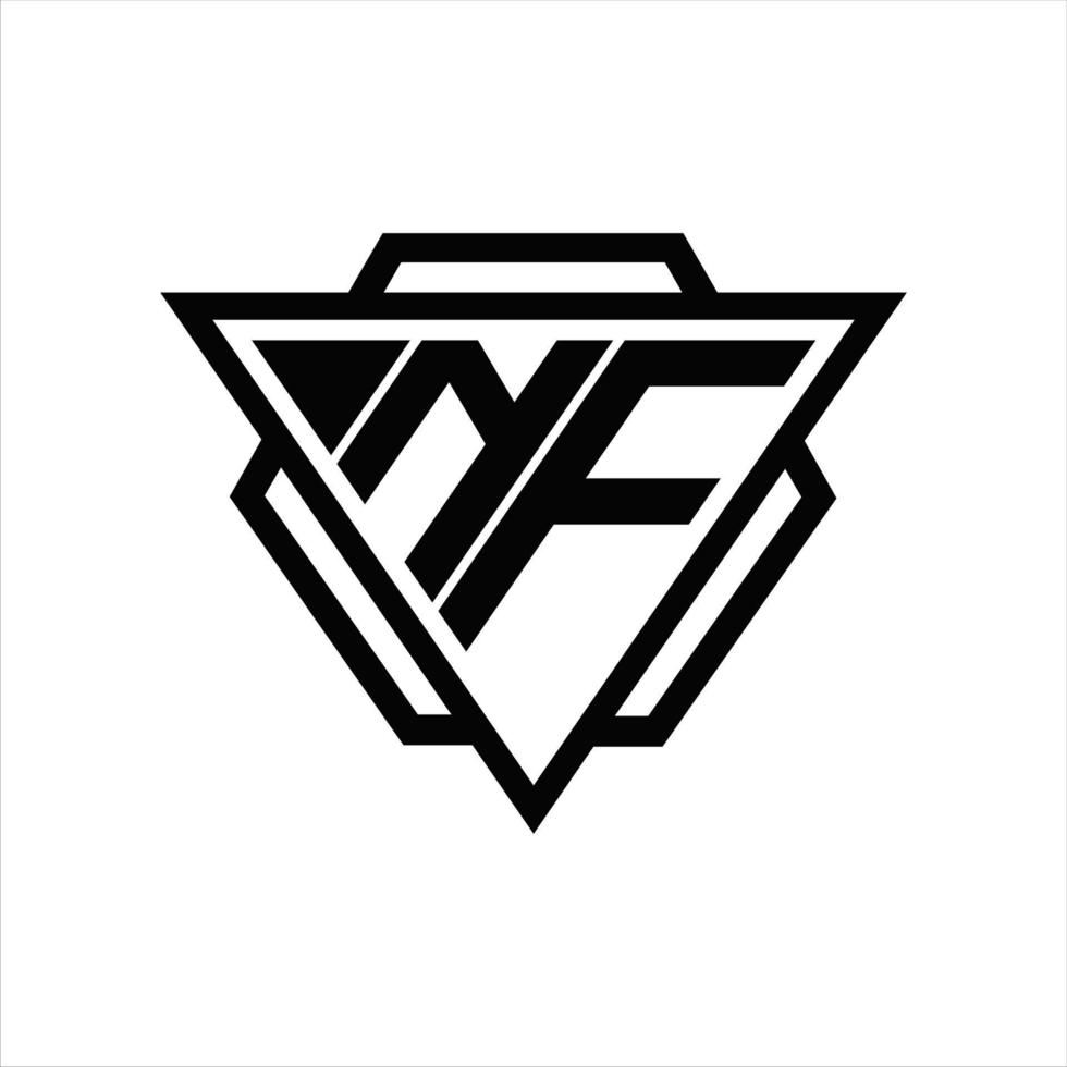 nf logo monogram met driehoek en zeshoek sjabloon vector