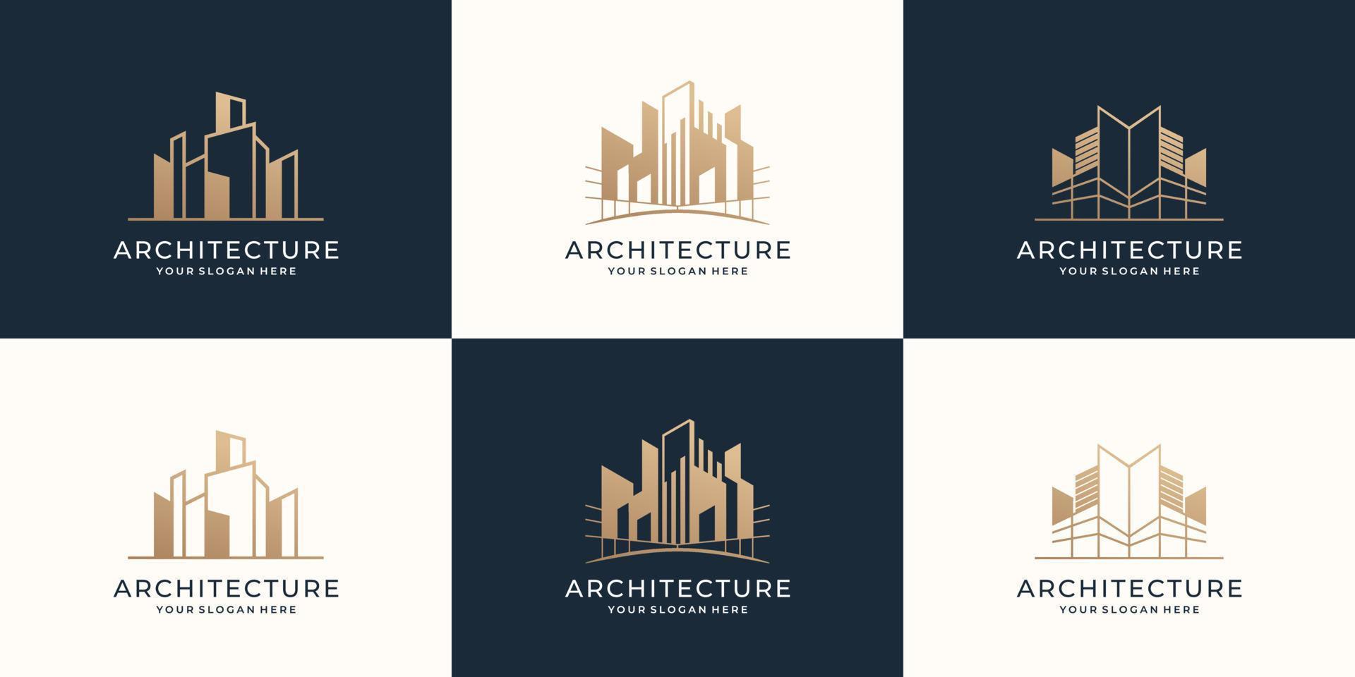 verzameling van architectuur logo reeks sjabloon. bouw, gebouw, echt landgoed, modern ontwerp. premie vector