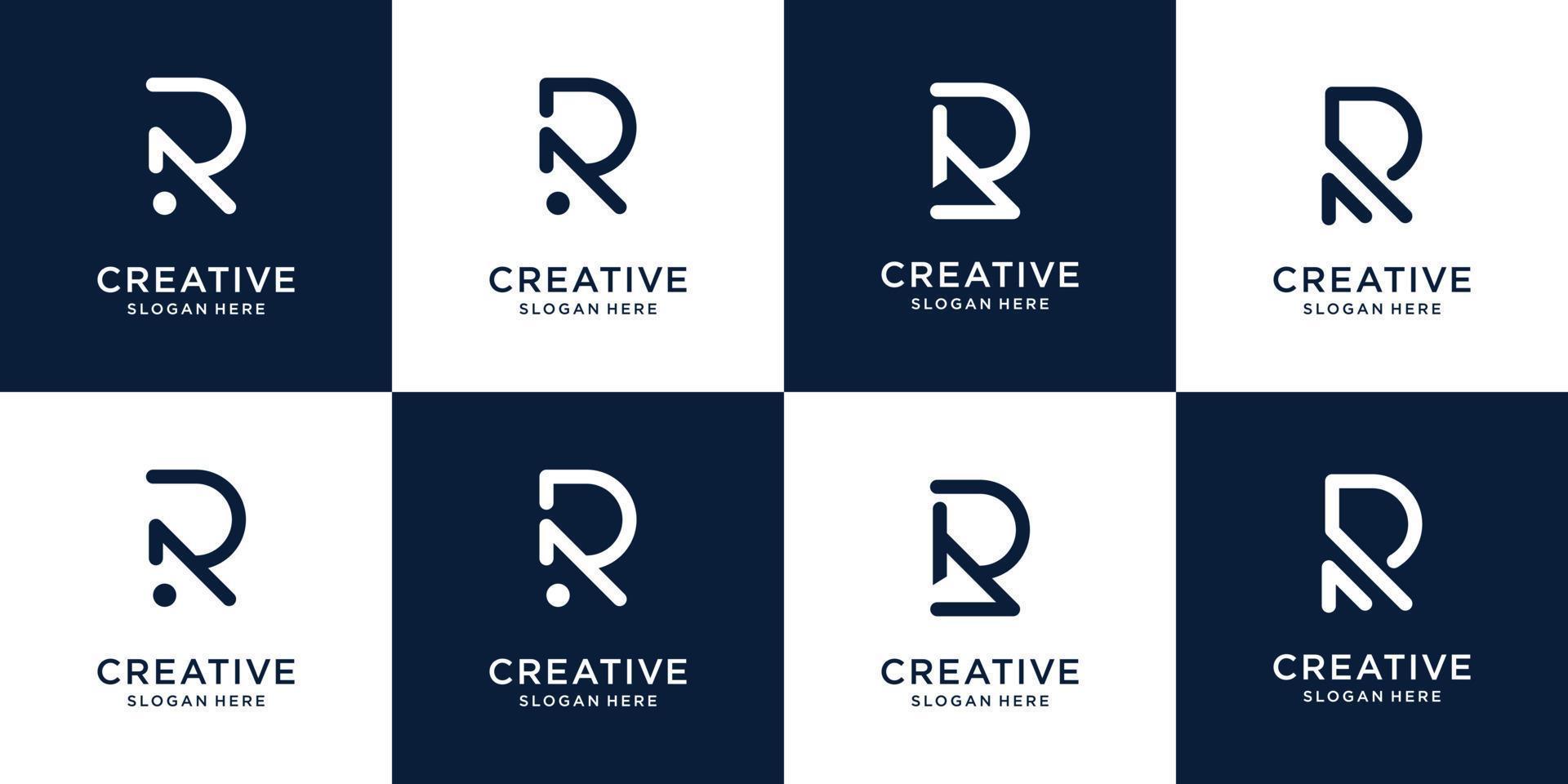 reeks van creatief r logo minimalistische ontwerp. abstract concept eerste r logo voor uw bedrijf bedrijf. vector