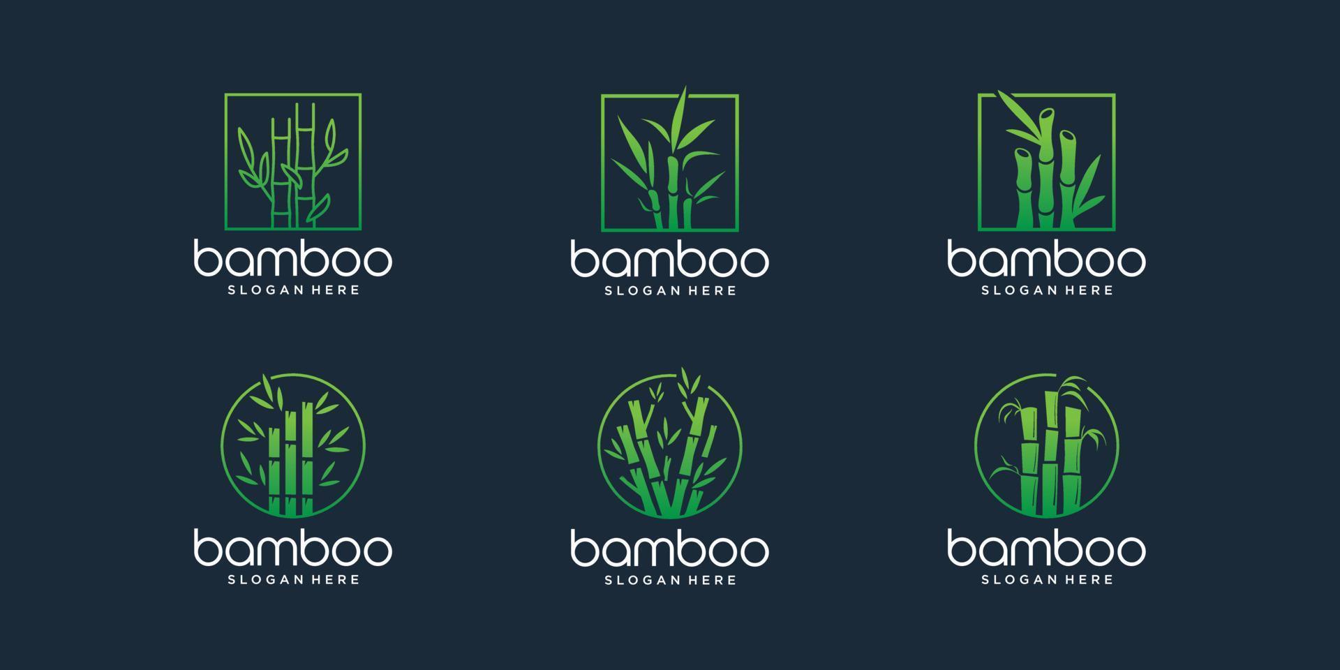 reeks van creatief bamboe logo sjabloon. minimalistische bamboe logotype met kader vorm verzameling. vector
