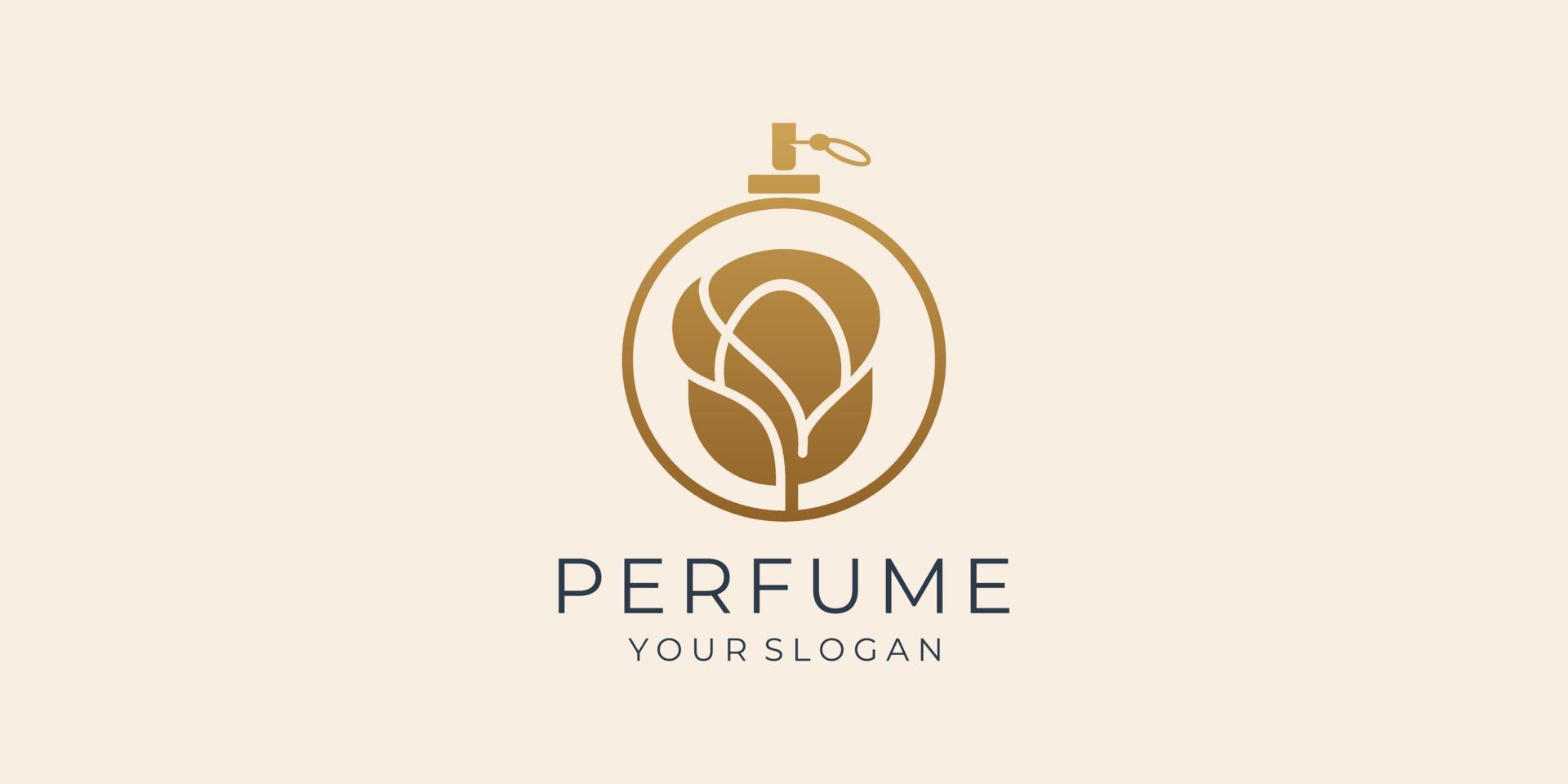 luxe goud parfum logo sjabloon ontwerp premie vector