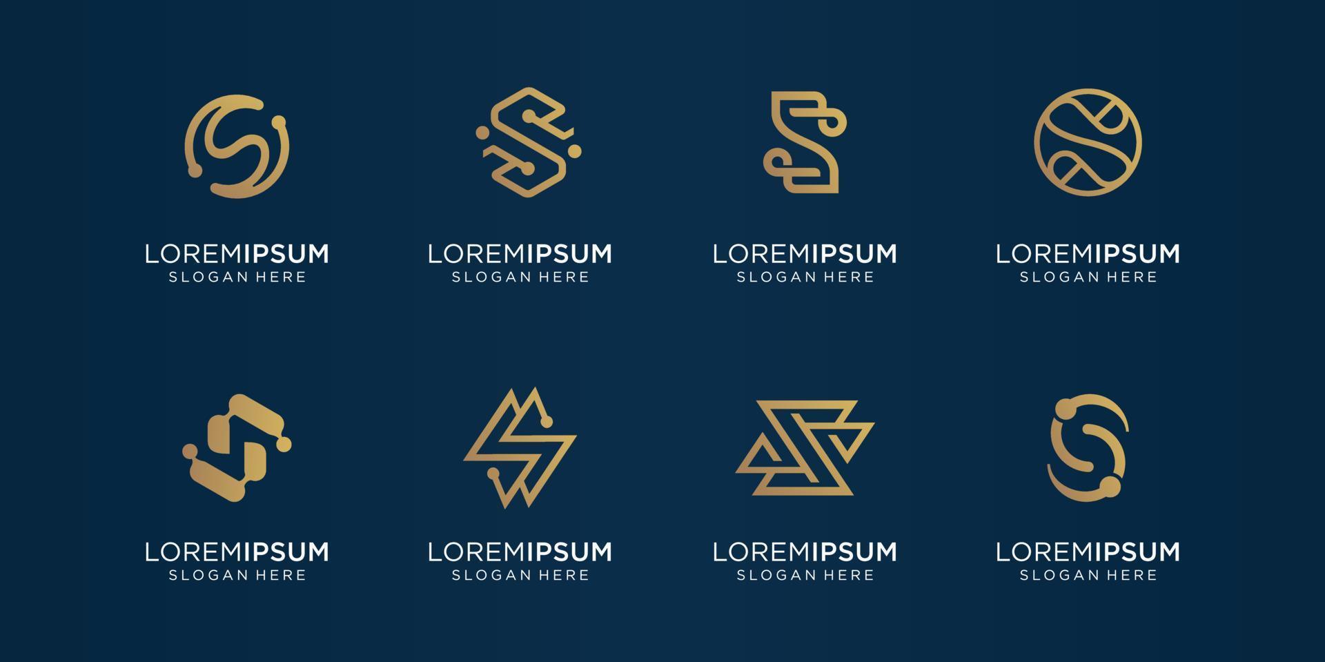 reeks van creatief eerste brief s logo sjabloon. pictogrammen voor bedrijf van luxe, goud, lijn, elegant, gemakkelijk. premie vector