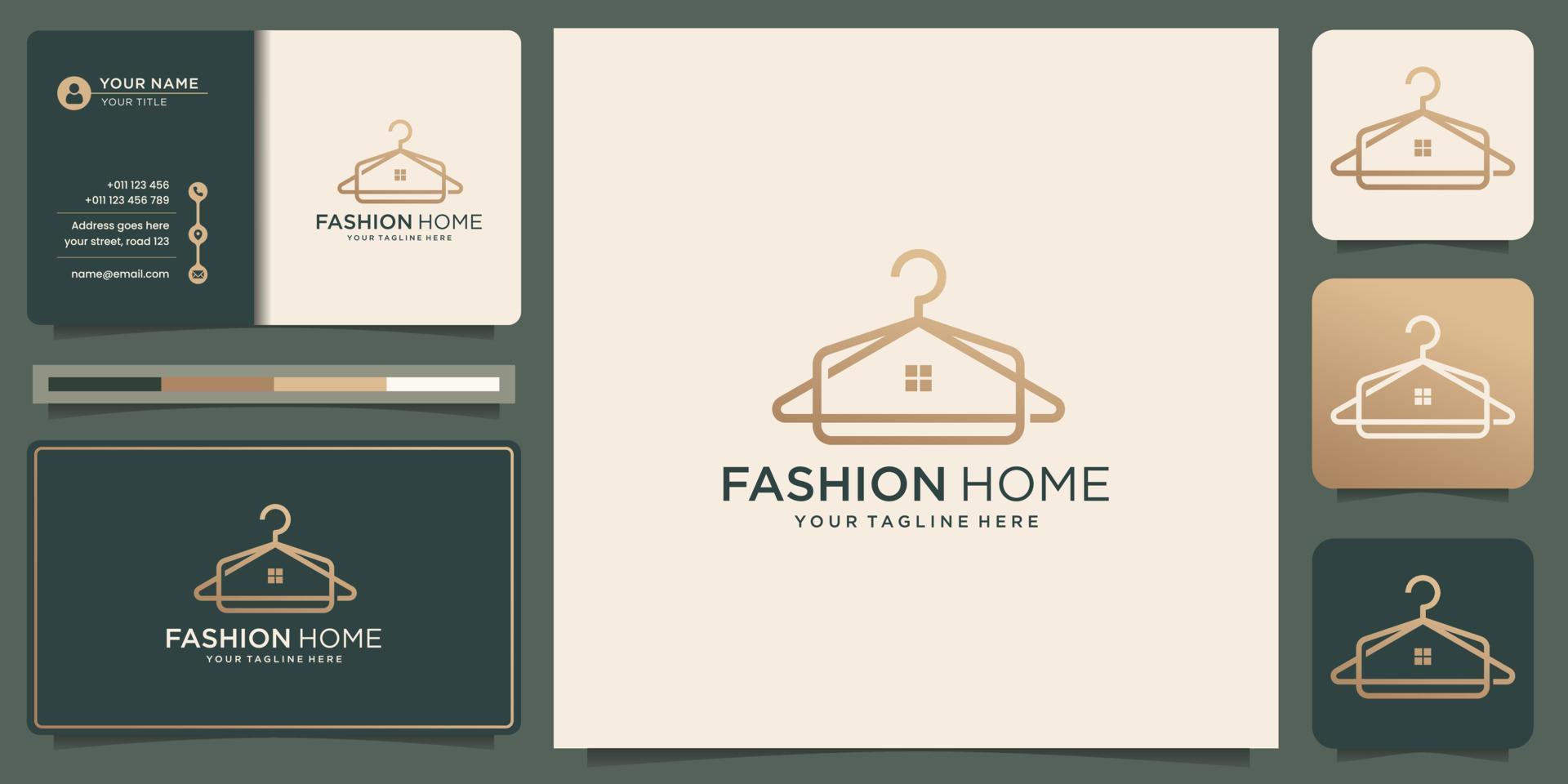 minimalistische mode hangers logo met creatief huis ontwerp en bedrijf kaart sjabloon inspiratie. vector