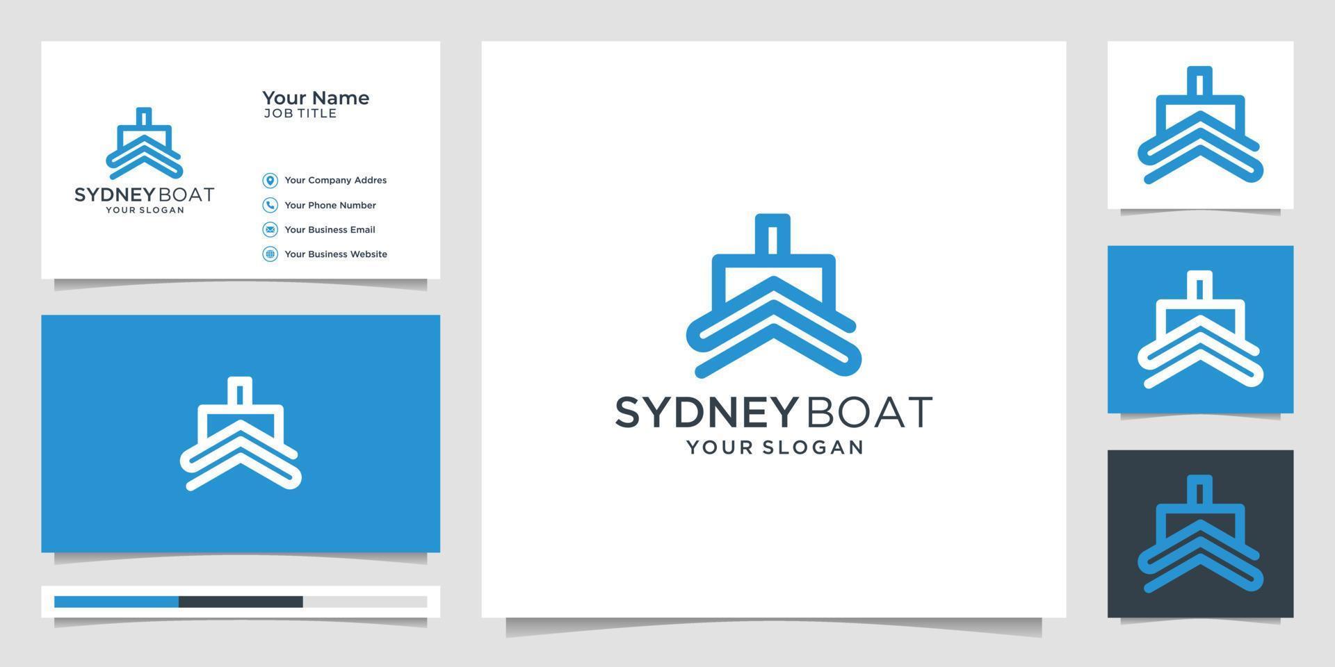 combinatie van brief s en boot voor Sydney boot, veerboot boot, haven voor mensen Bewoners, de toerist zee en oceaan reizen haven van veerboot terminal vervoer, premie ontwerp, uniek concept, Australië. vector
