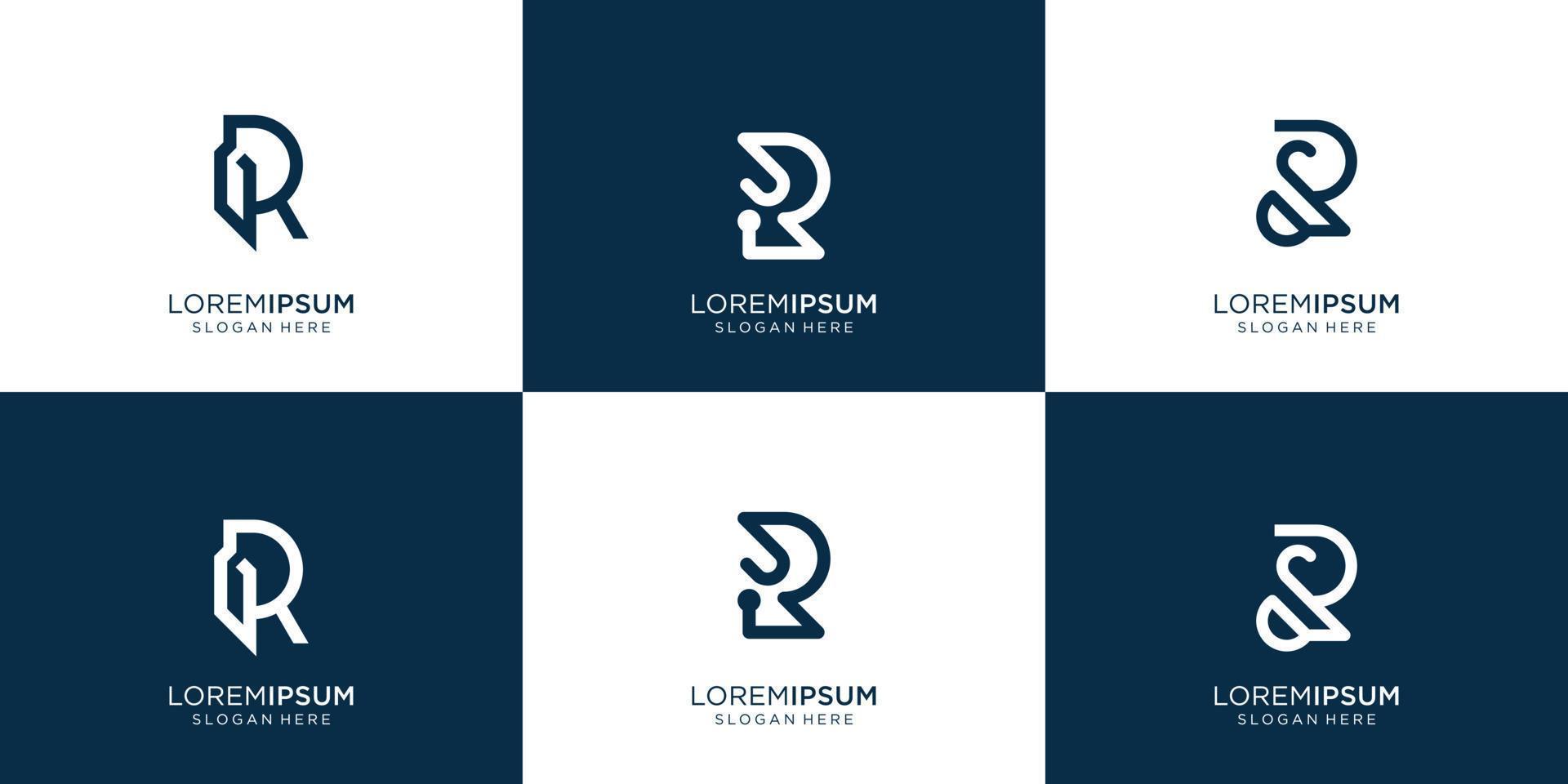 logotype modern r logo sjabloon.set verzameling brief r concept voor bedrijf van bedrijf, technologie. vector