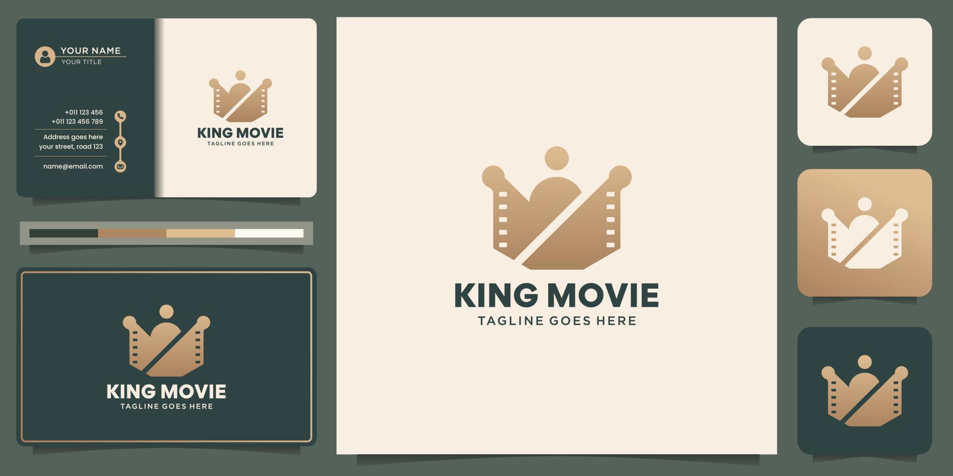 koning film cinematografie film strepen productie logo ontwerp en bedrijf kaart inspiratie. vector
