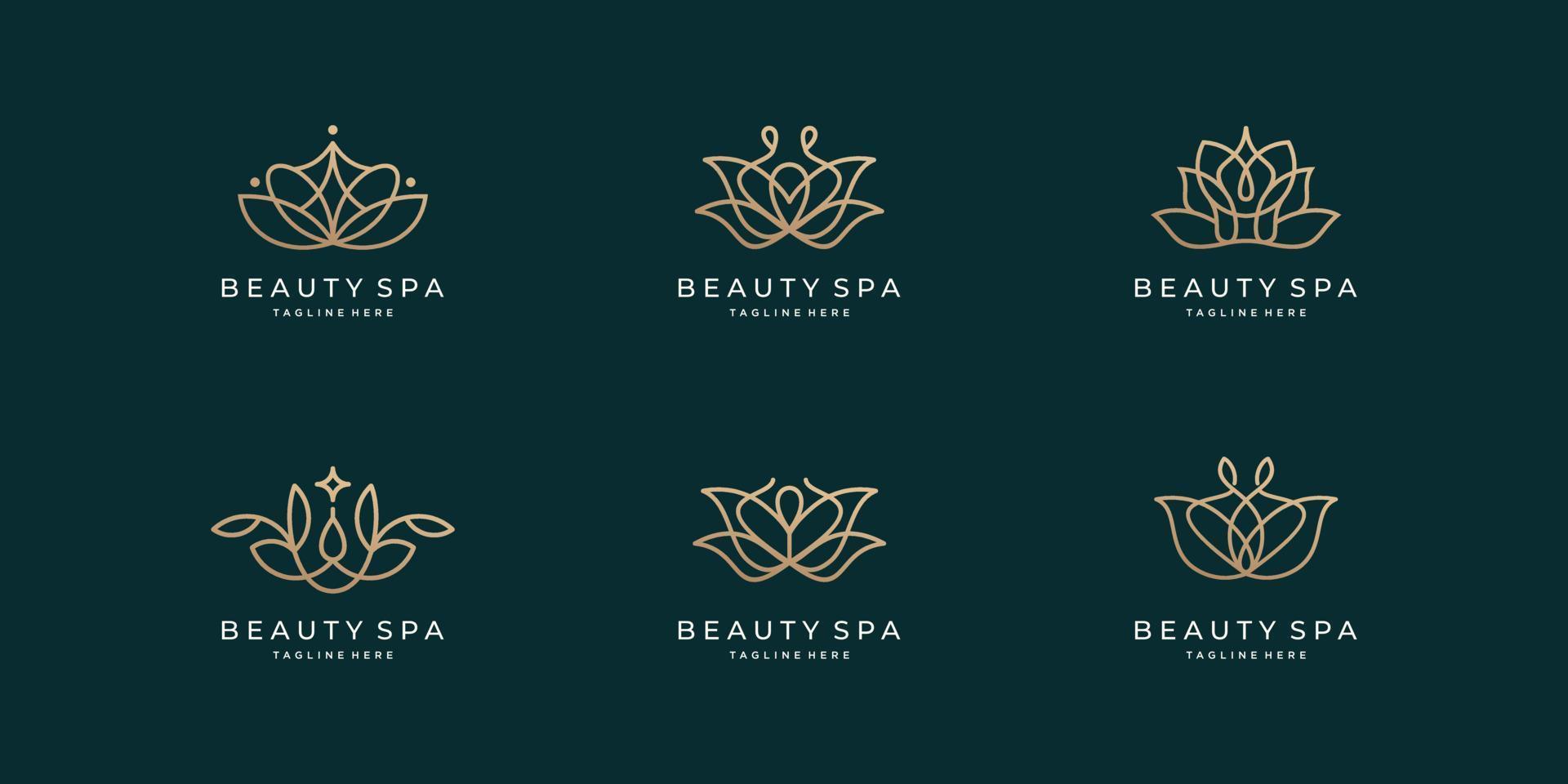 verzameling van schoonheid en spa logo minimalistische lijn kunst stijl voor bedrijf van mode, lotusbloem, huid zorg. vector