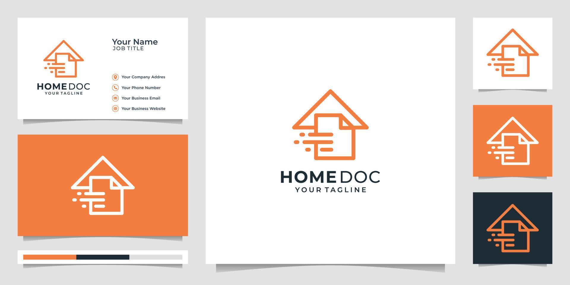 combinatie van huis en document, minimalistische snel ontwerp, gemakkelijk concept. logo en bedrijf kaart. premie vector