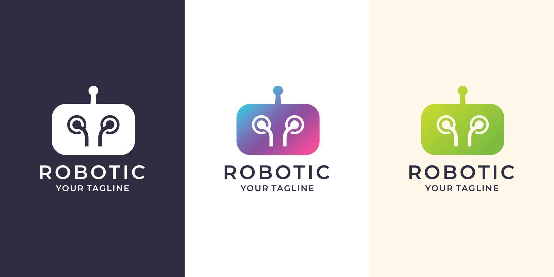 robot logo ontwerp in modern stijl.premium vector