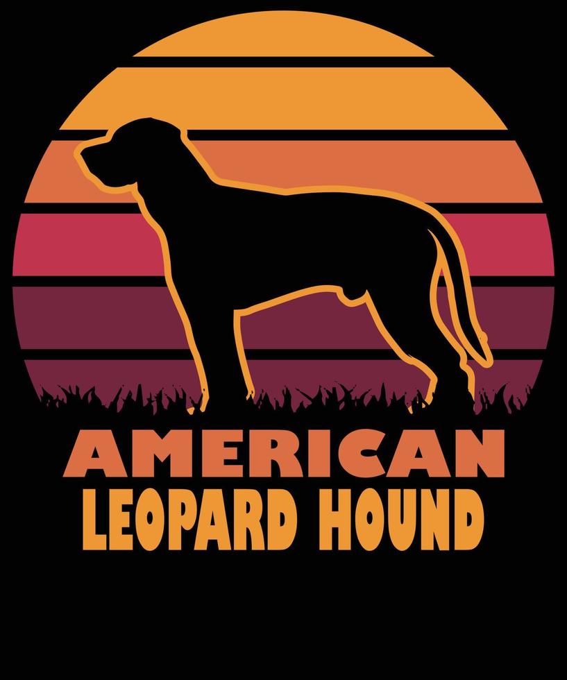 Amerikaans luipaard hond silhouet wijnoogst en retro t-shirt ontwerp vector