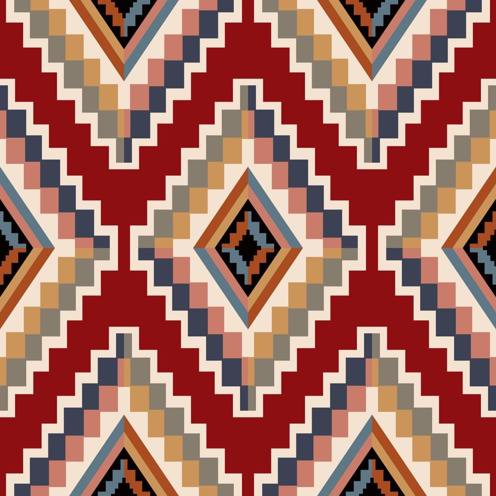 etnisch zuidwesten meetkundig patroon. kleurrijk meetkundig diamant vorm naadloos patroon aztec boho stijl. kilim patroon gebruik voor kleding stof, textiel, huis decoratie elementen, bekleding, inpakken. vector