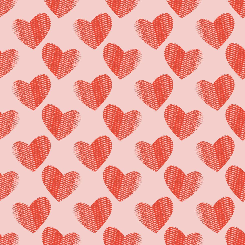 naadloos meetkundig patroon met rood harten Aan roze achtergrond. Valentijnsdag dag geklets. vector afdrukken voor kleding stof achtergrond