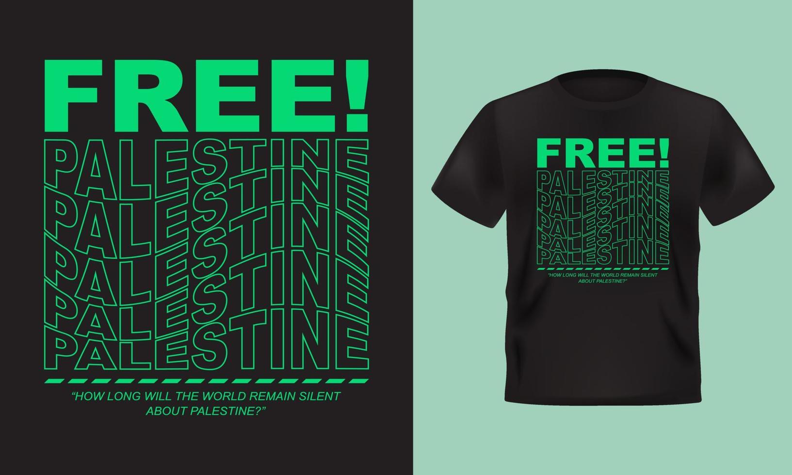 modern t-shirt ontwerp. vrij Palestina tekst golvend doopvont t-shirt ontwerp vector