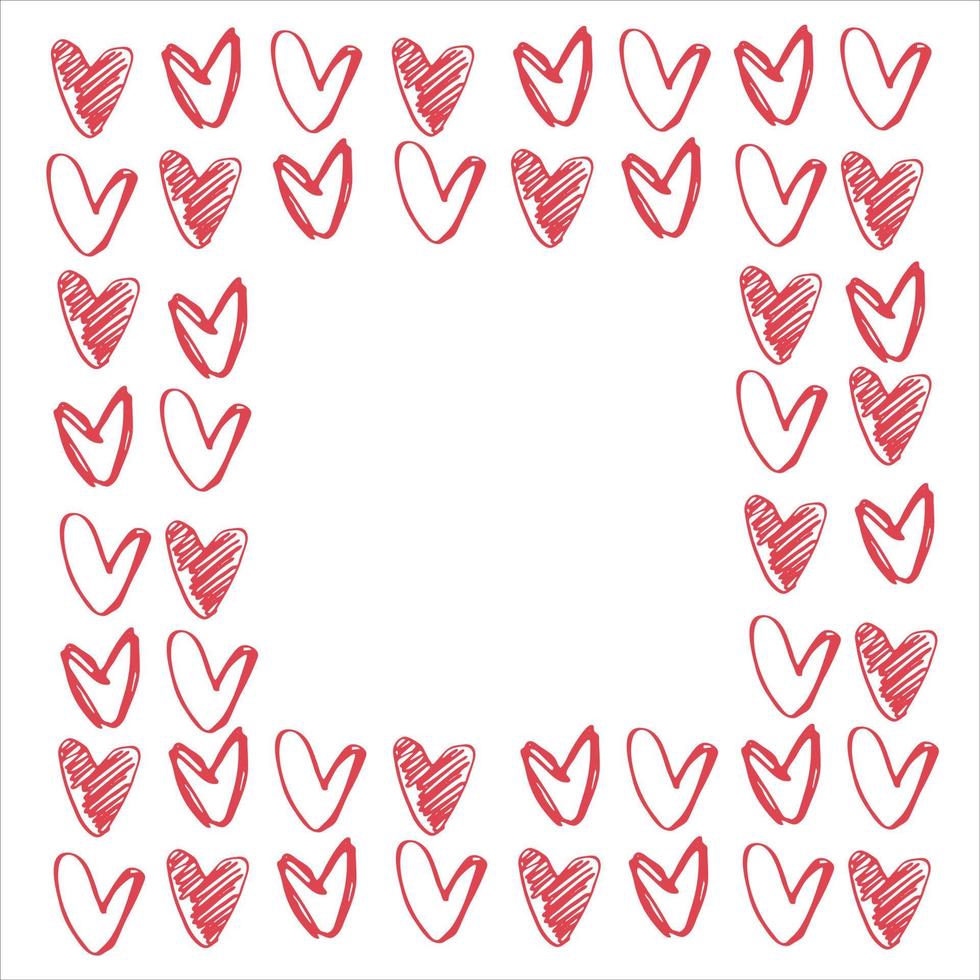 gelukkig valentijnsdag dag groet kaarten ontwerpen met hand- getrokken harten, bloemen en belettering vector
