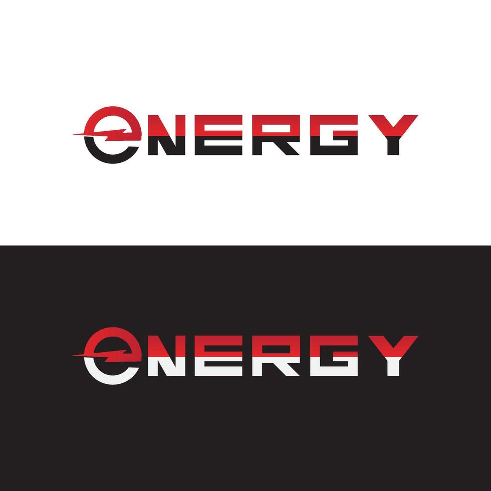 energie tekst doopvont dynamisch logo met bliksem - modern energie logo vector